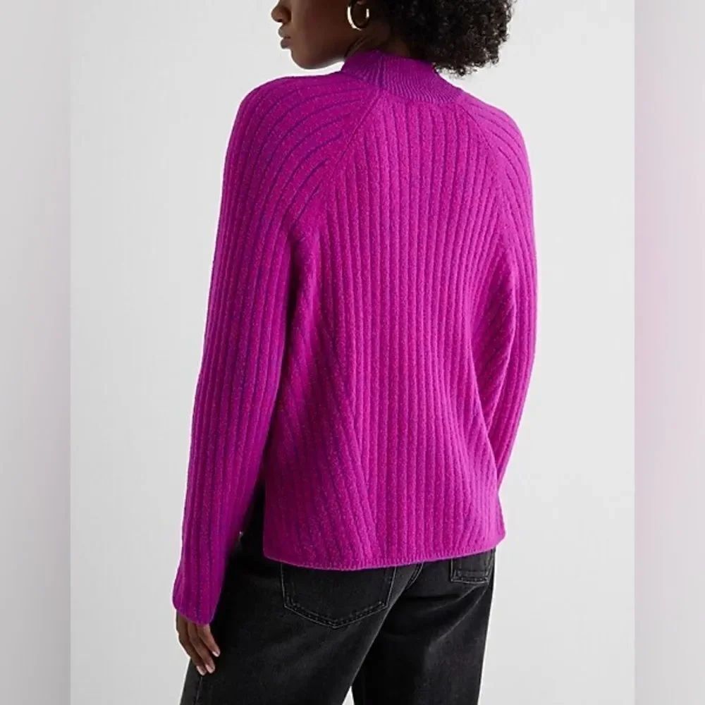Express Ribbed Mock Neck Long Sleeve Sweater - Picture 3 of 8